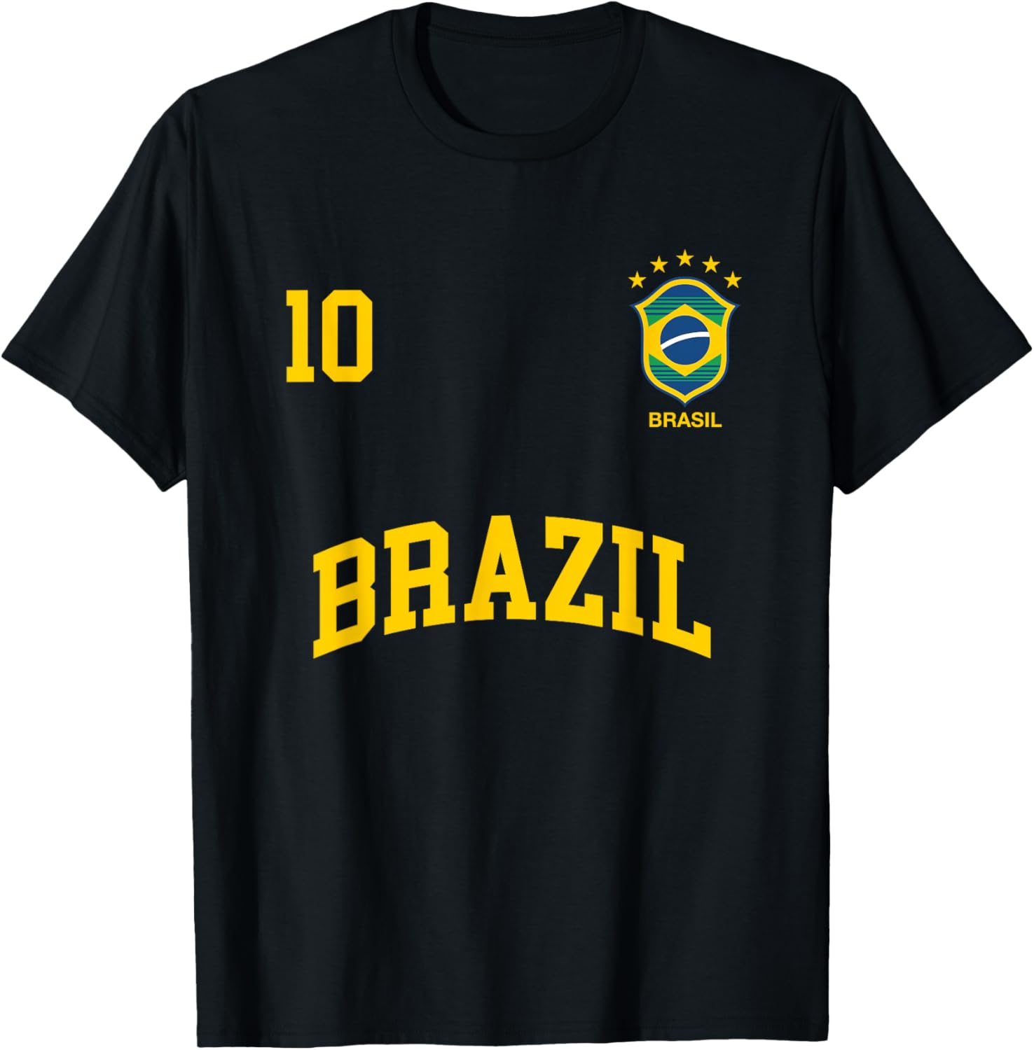 Équipe Football Brésil Sports Nombre 10 Drapeau Brésilien T-Shirt